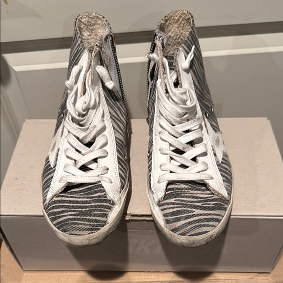 Zebra Stripe High-Top Sneakers - Picture 1 of 10